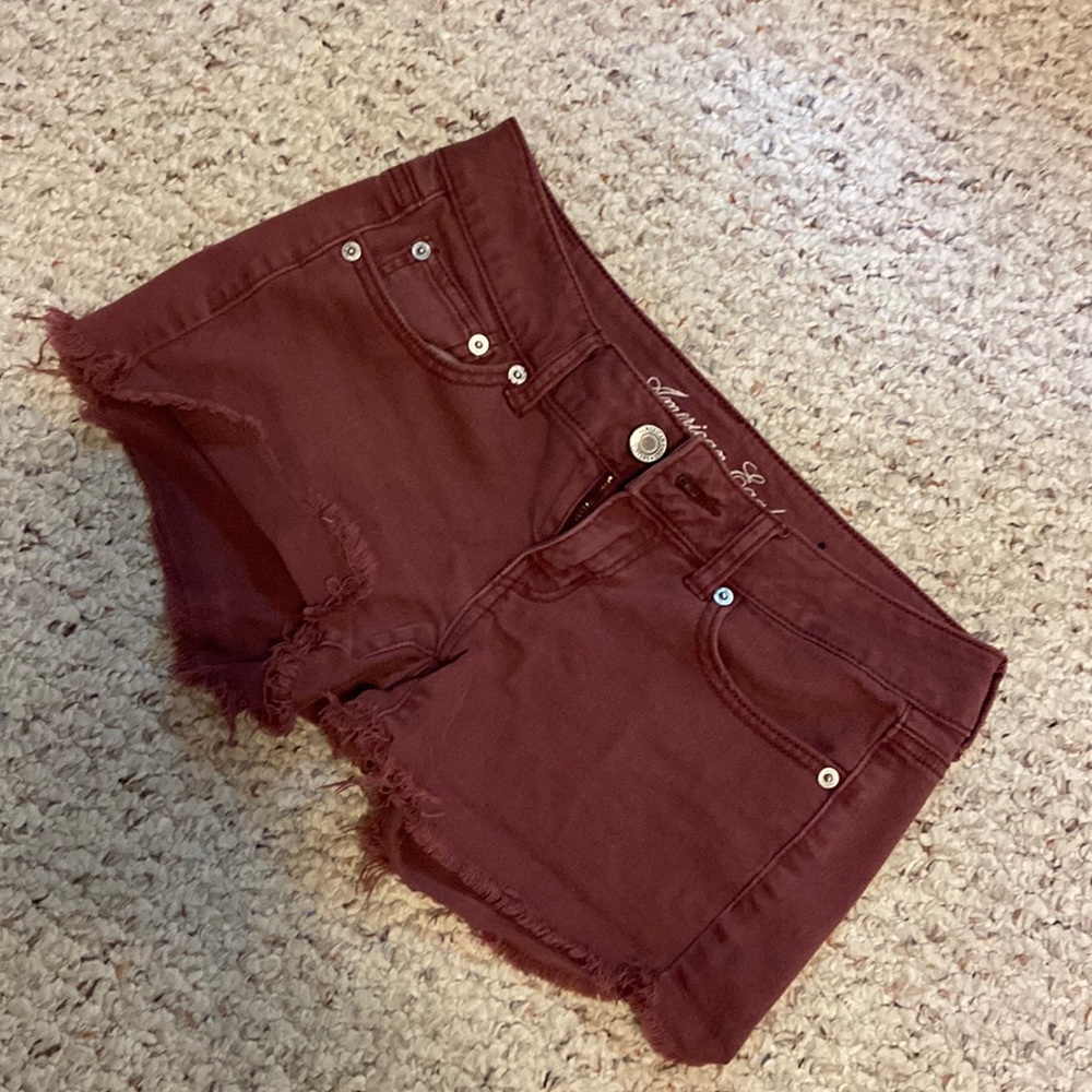 Maroon, denim, stretch shorts from American eagle - Size 4